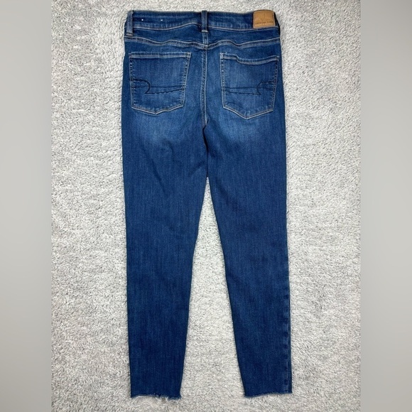American Eagle Jeans Womens 8 Long Hi Rise Jegging Crop Next Level Stretch Dark - Picture 5 of 6